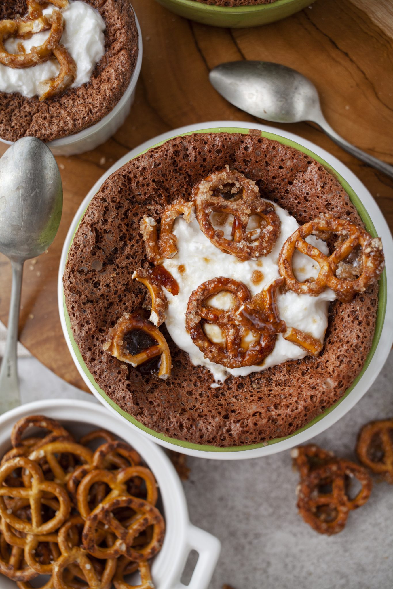 Nutella Pudding With Salty Pretzels