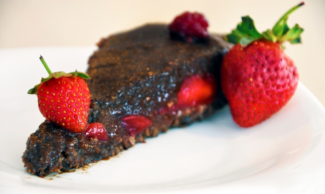 Raw Vegan Chocolate and Strawberry Cake Slice