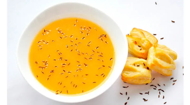 Cream of Potato Soup with Carrots and Caraway Seeds
