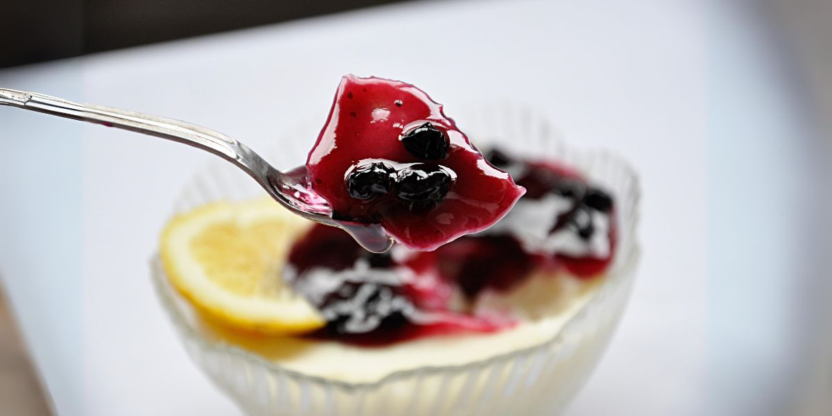 Semolina Pudding with Homemade Blueberry Jam Bite