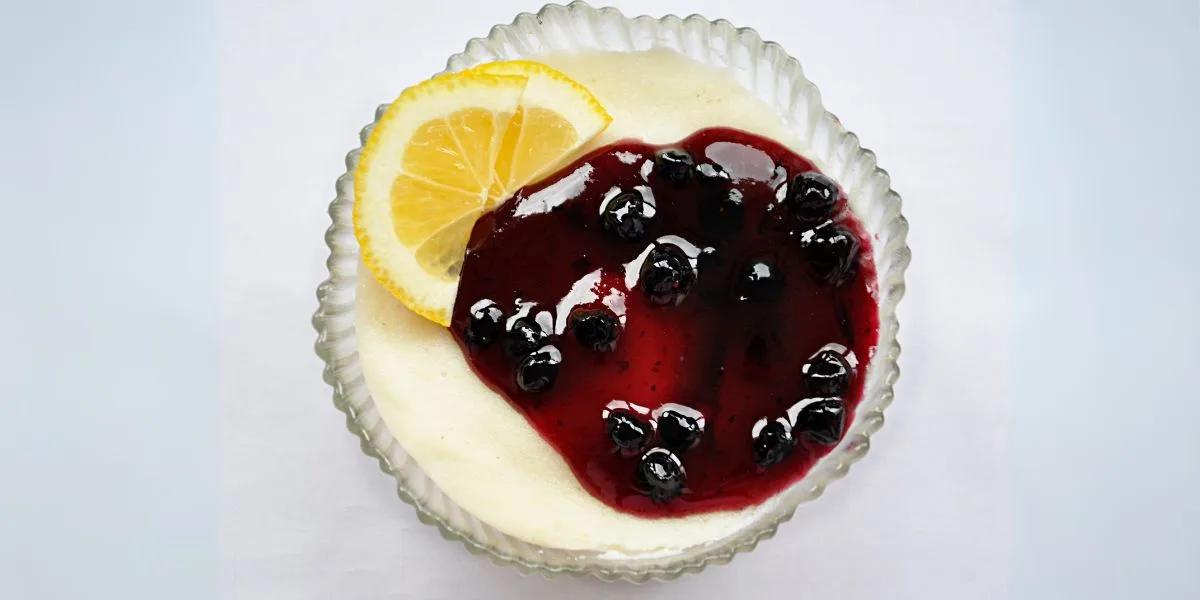 Semolina Pudding with Homemade Blueberry Jam Top view