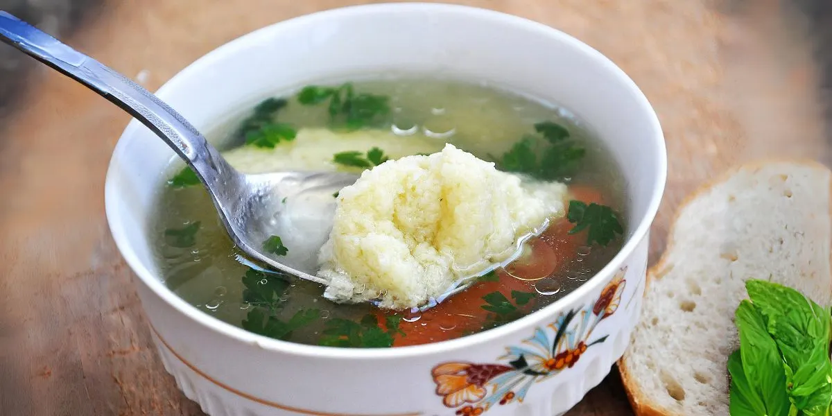 Clear Veggie Soup with Semolina Dumplings Recipe 