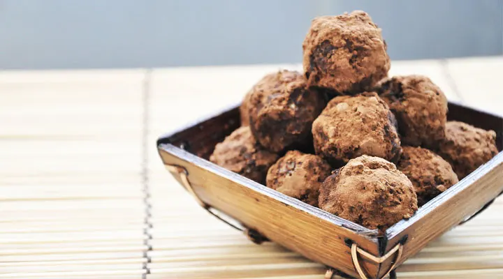 Raw Carob & Almonds BonBons dessert - almond-chocolate truffles