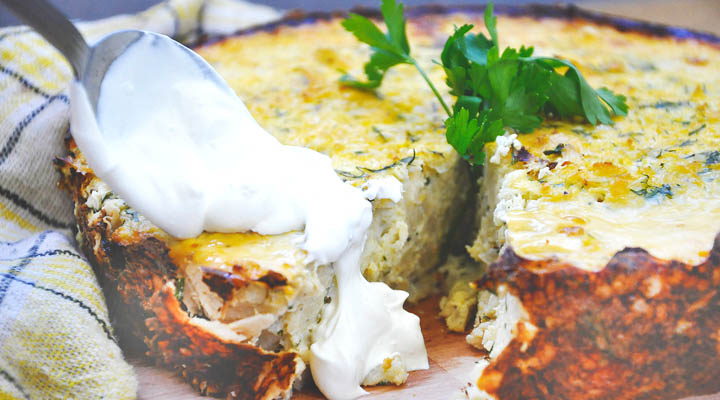 Cauliflower and Cheese Casserole. Healthy comfort food! | Budinca de conopida cu branza telemea