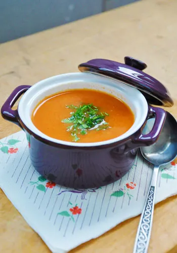 Roasted Tomato Soup with Crunchy Sweet Corn Recipe
