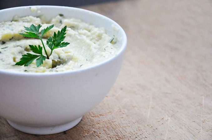 Cauliflower Dip with Herbs & Pickles (Low Carb)