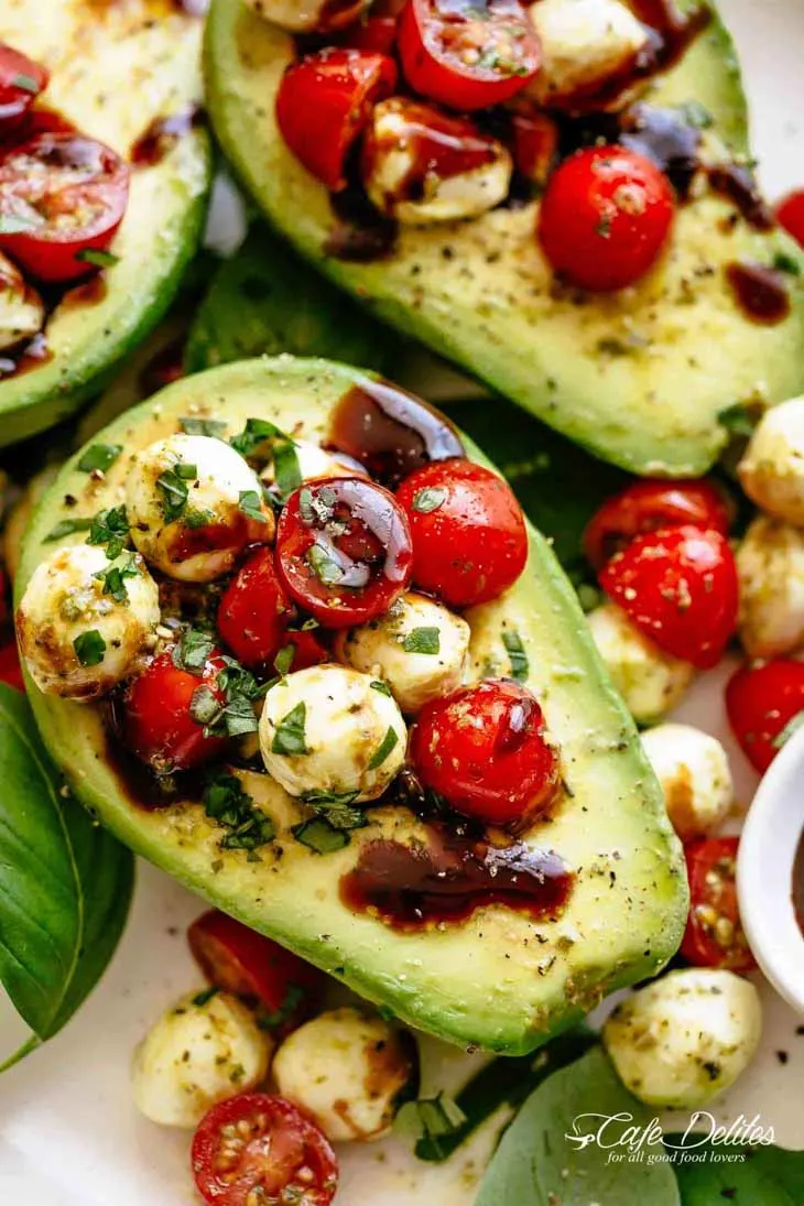 Caprese stuffed avocado