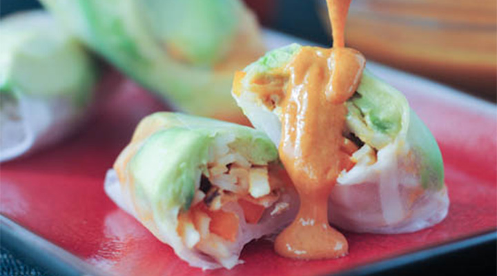 avocado shiitake spring rolls