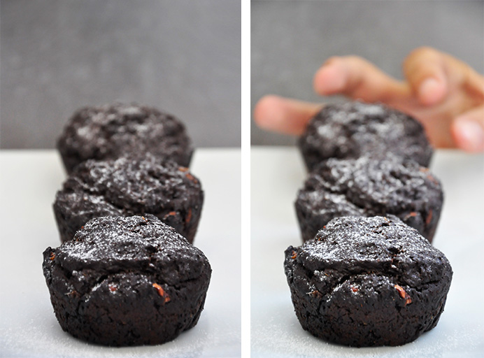 vegan dark chocolate muffins and Caramelized Walnuts recipe