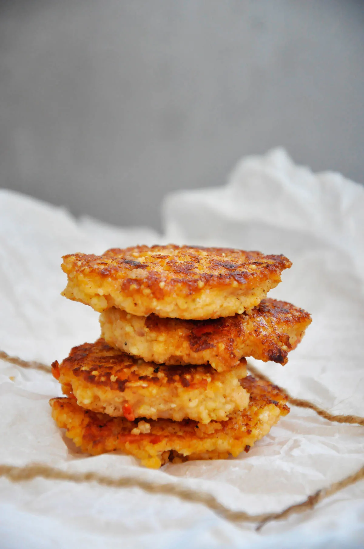 millet cakes with feta cheese