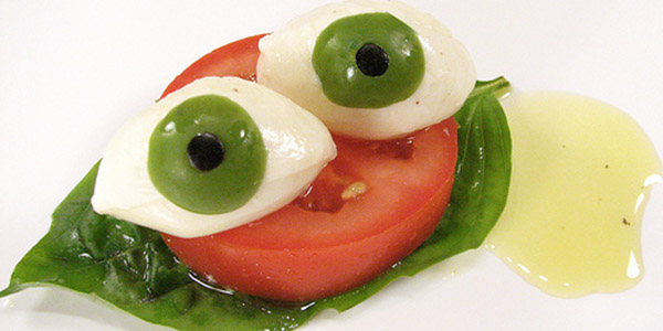 Eyeball Caprese Vegetarian Halloween Recipe