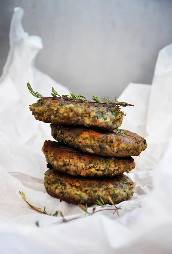 High-Protein Vegan Recipes Protein-Rich Mushroom Hemp Patties with Herbs vegetarian