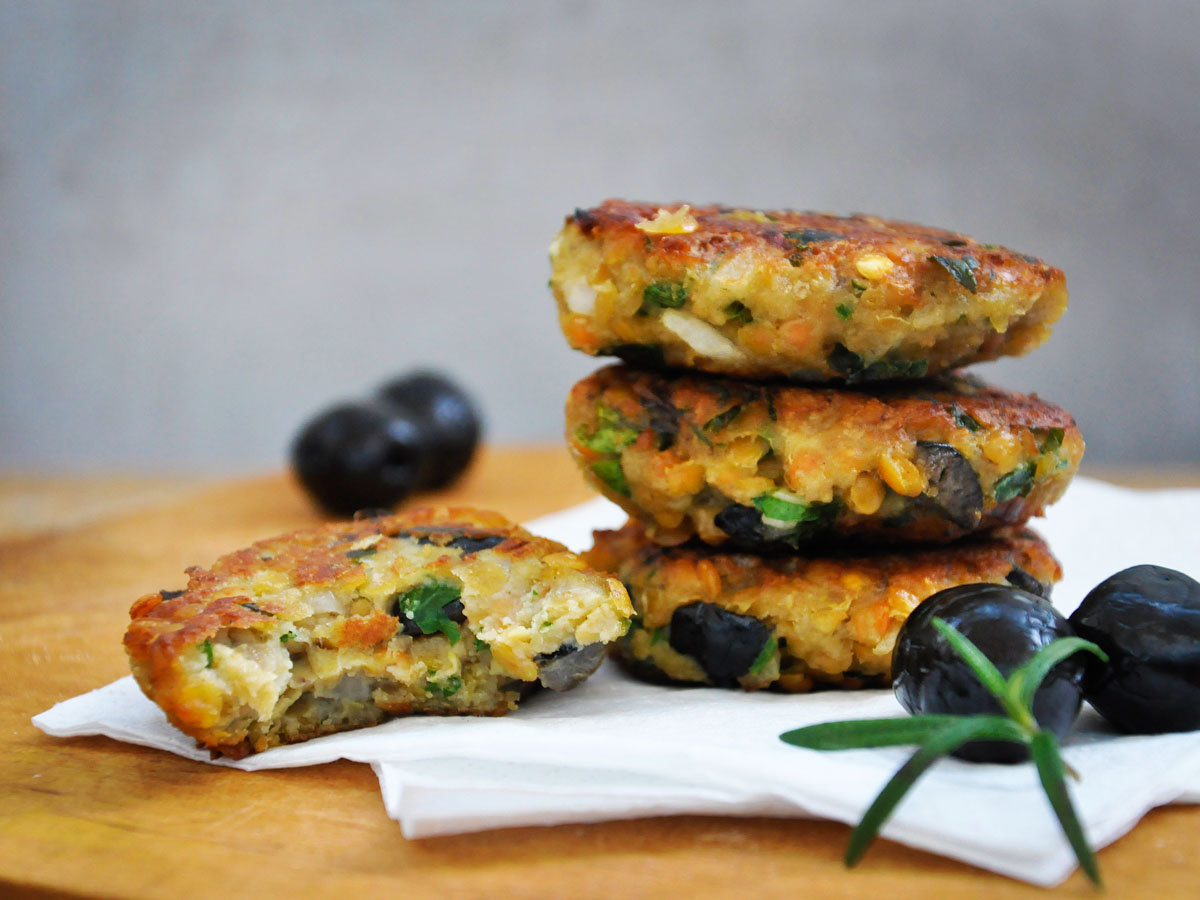 lentil patties with olives