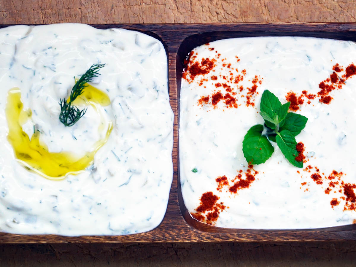 Yogurt Appetizers Feta Mint Yogurt Dip and Tzatziki recipe