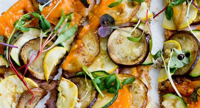Market Mediterranean Pizza. Vegetarian, gluten-free, grain-free, lactose-free, and Paleo.