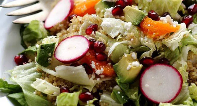 Pomegranate Citrus Quinoa Salad and Cranberry Pomegranate Vinaigrette