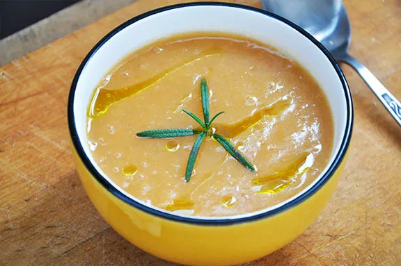 Creamy Carrot Soup with Ginger Rosemary 
