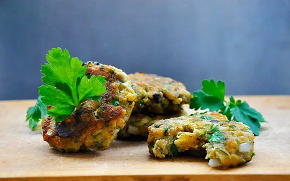 Lentils and Eggplant Patties with Olives and Herbs vegan recipe