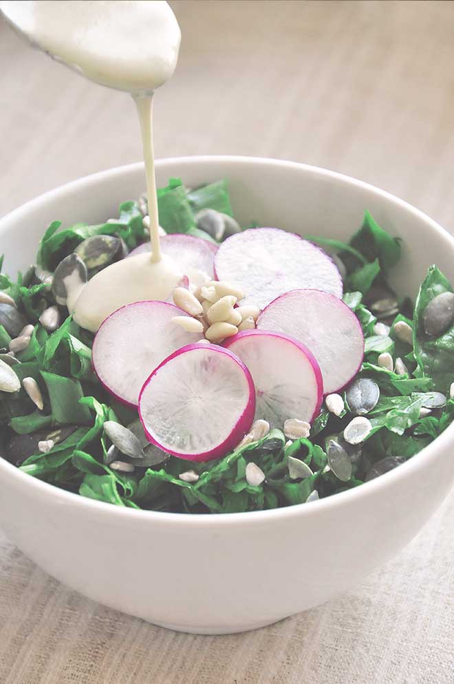 Spring Spinach Salad Tahini Dressing