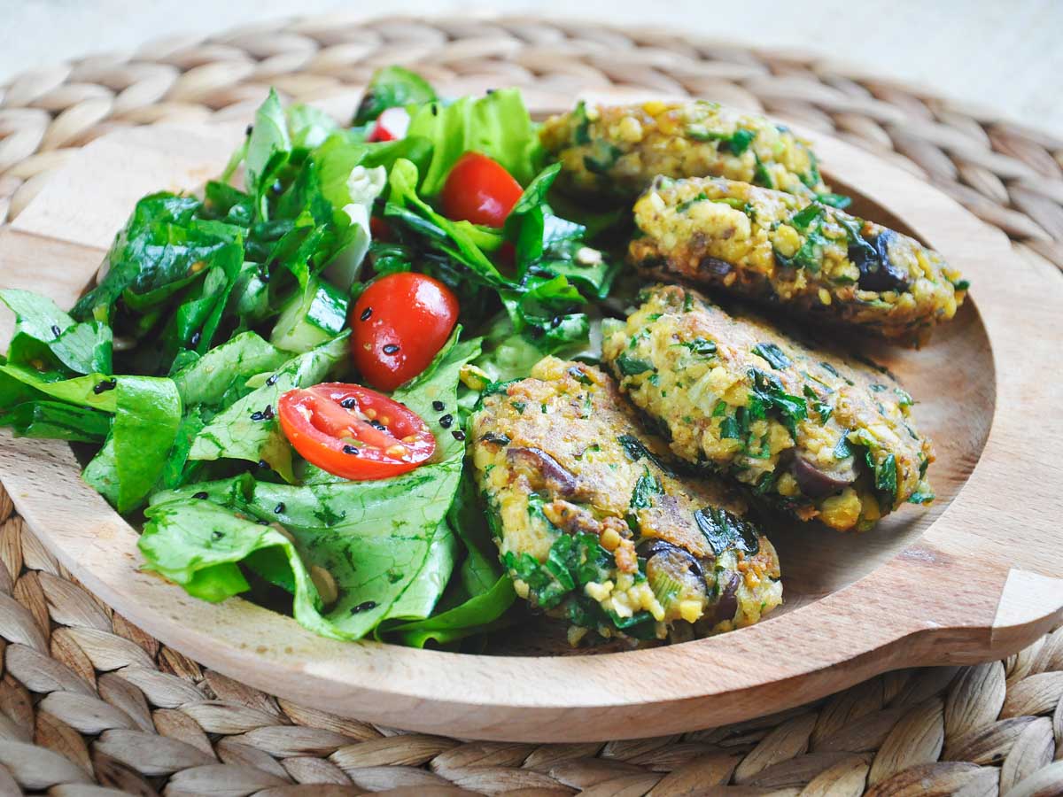 Green Chickpea Patties with tahini