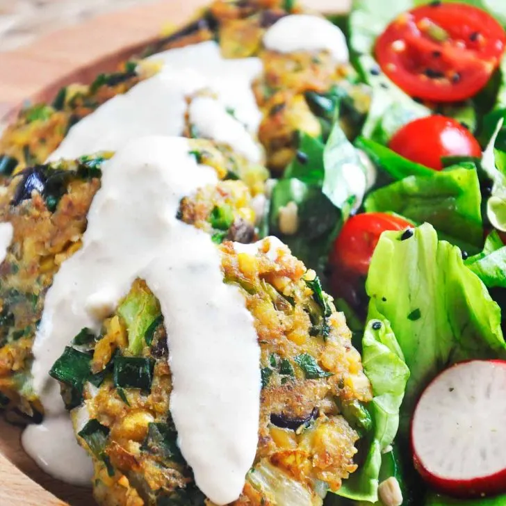 Green Chickpea Patties Tahini Chiftelute de naut verdeturi vegan