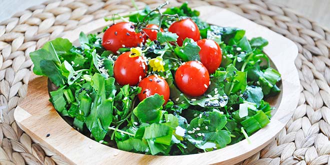 Watercress & Sugar Snap Salad with Warm Sesame-Shallot Vinaigrette