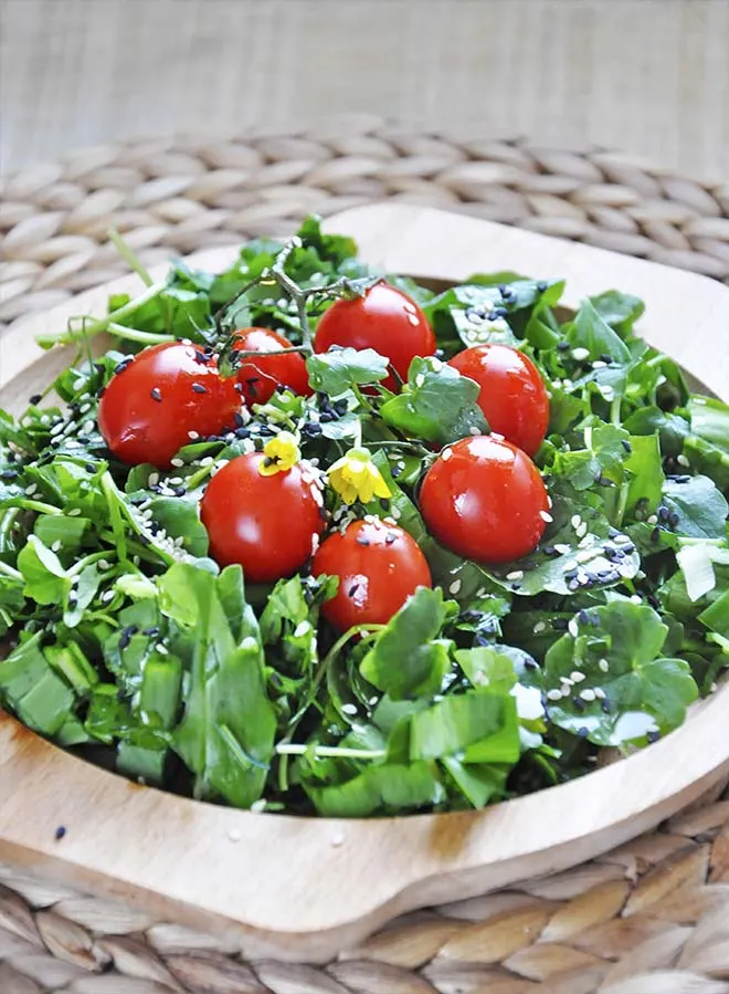 Watercress & Sugar Snap Salad with Warm Sesame-Shallot Vinaigrette