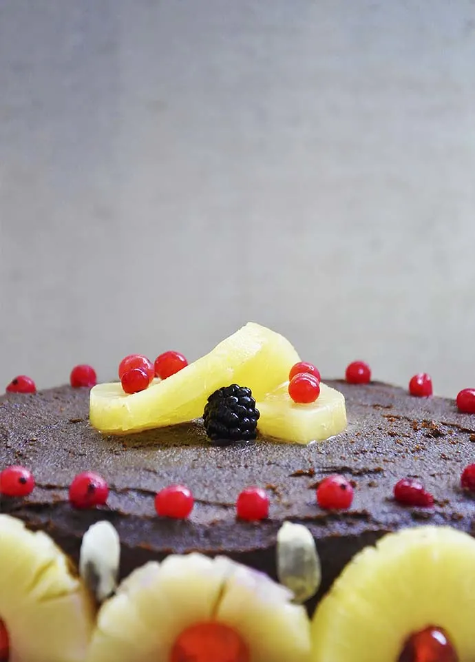 Gluten-Free Chocolate Cake with Berries and Pineapple recipe