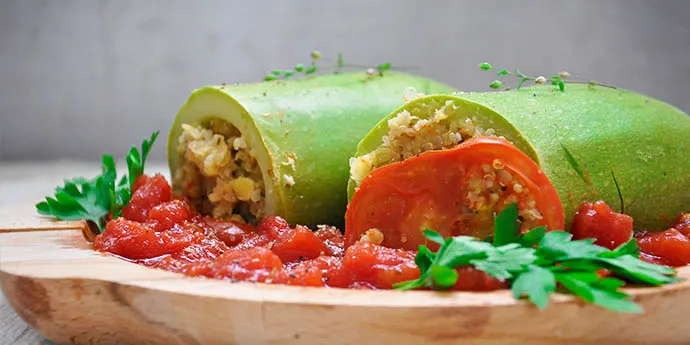 Stuffed zucchini with quinoa lentils Dovlecei umpluti cu quinoa linte reteta