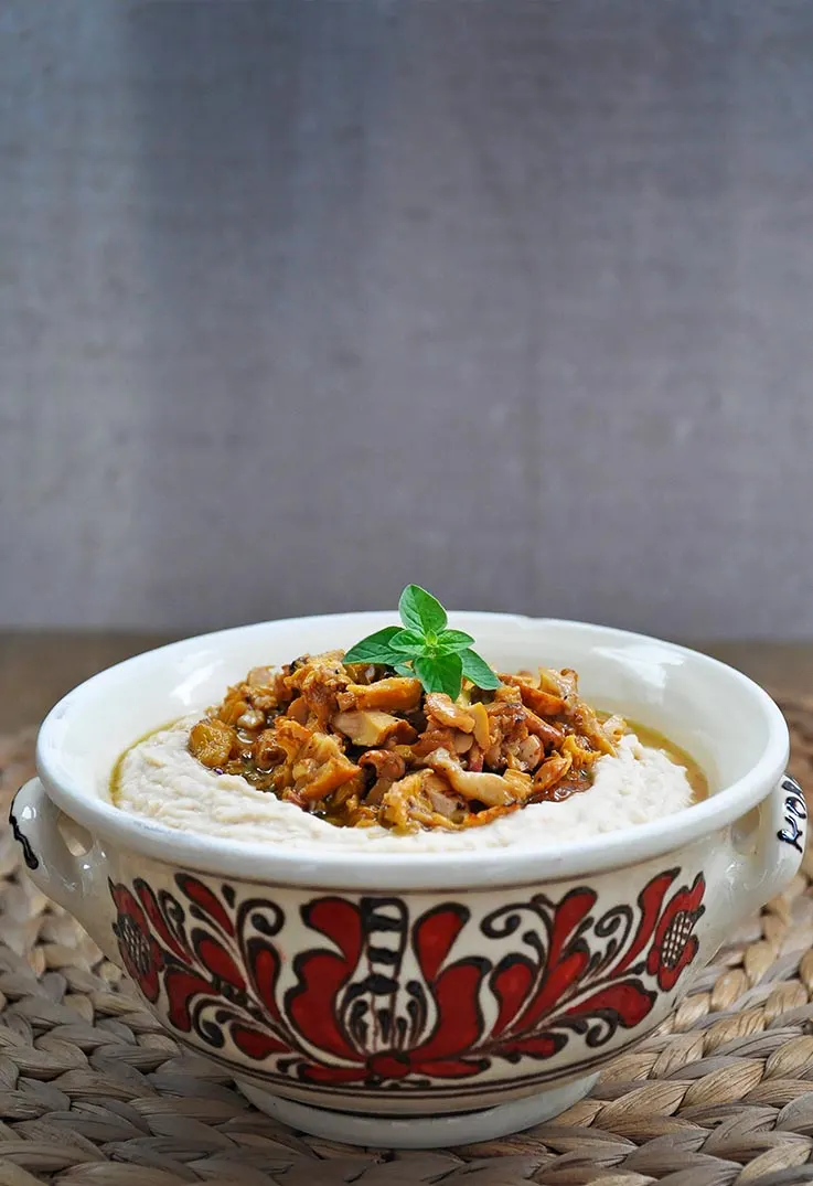 Butter Beans Spread with Chanterelle Mushrooms Wine Vegan Thanksgiving Menu