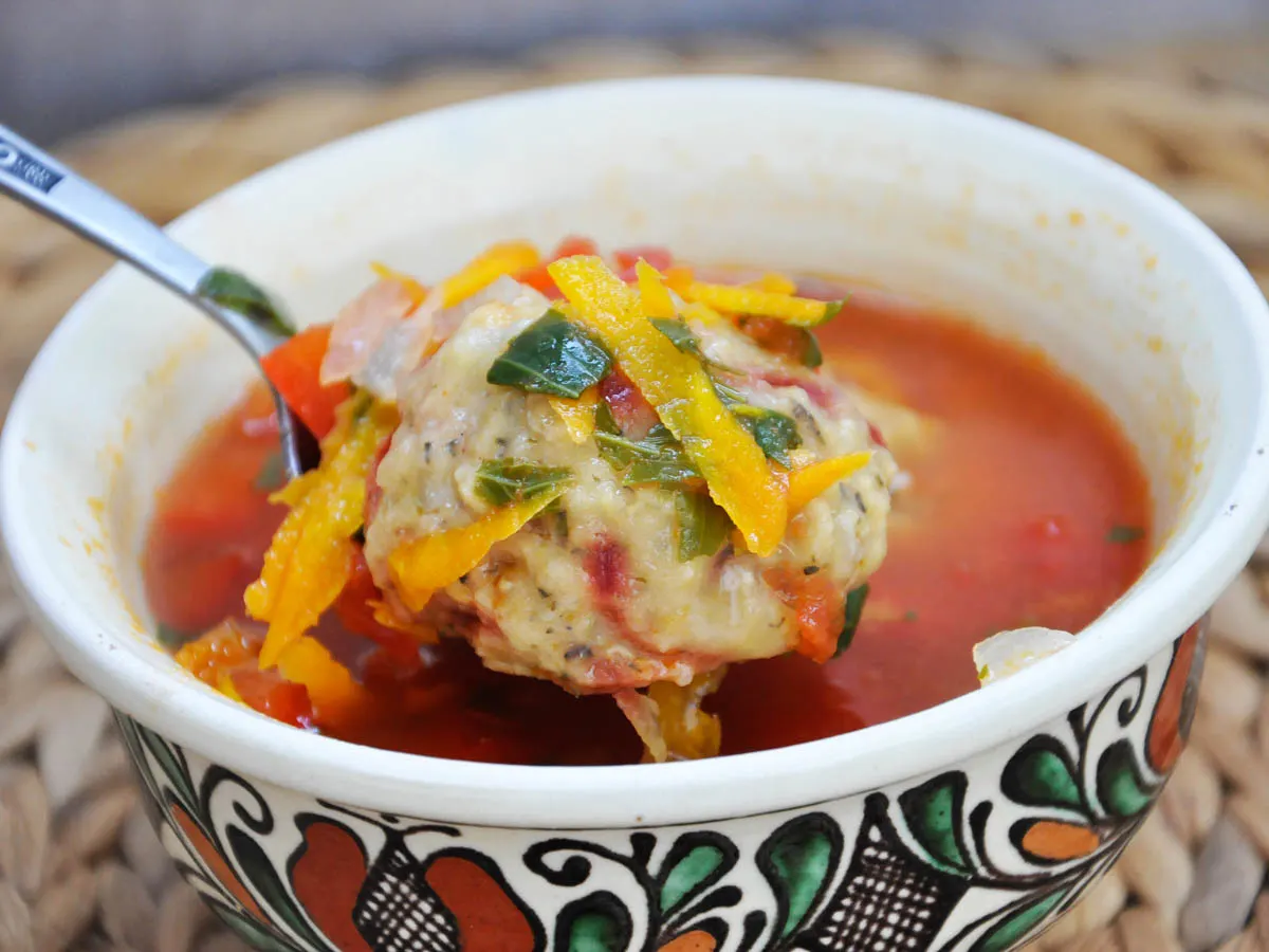 Vegan meatball soup