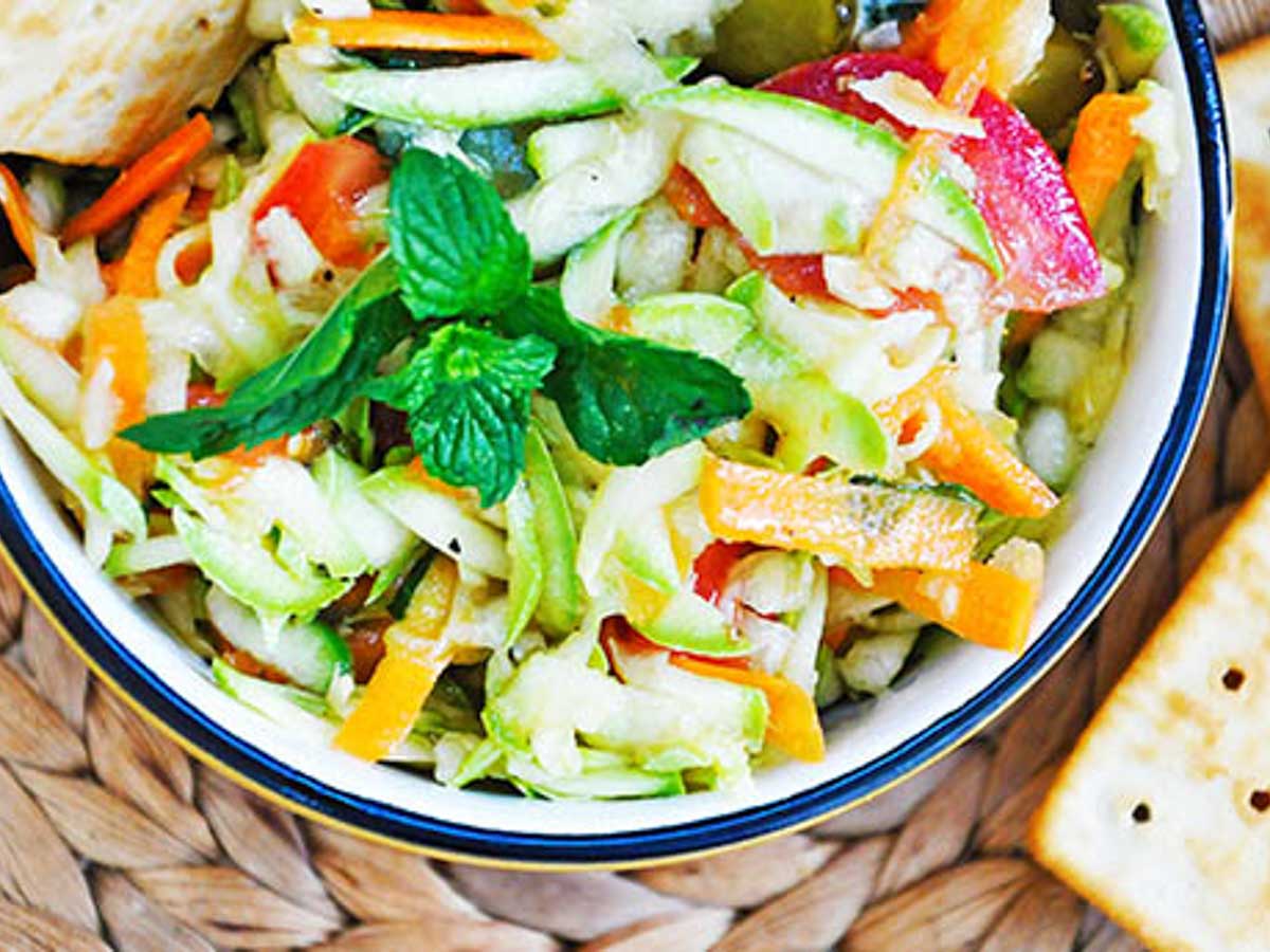 vegan zucchini salad with mint