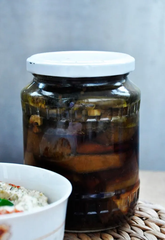 Marinated eggplants preserve vinete marinate