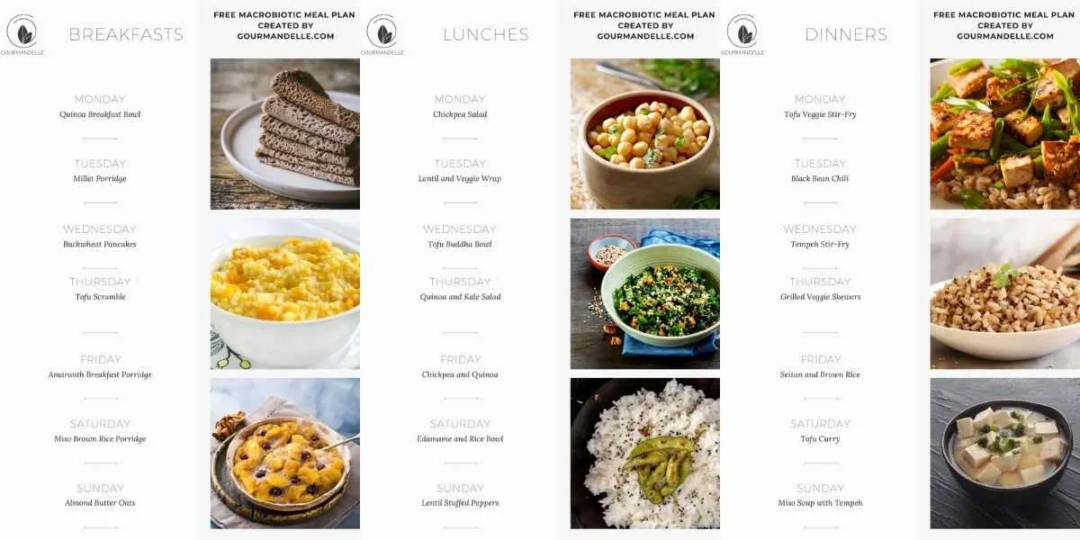 gourmandelle Gluten-Free Macrobiotic meal plan sample pages