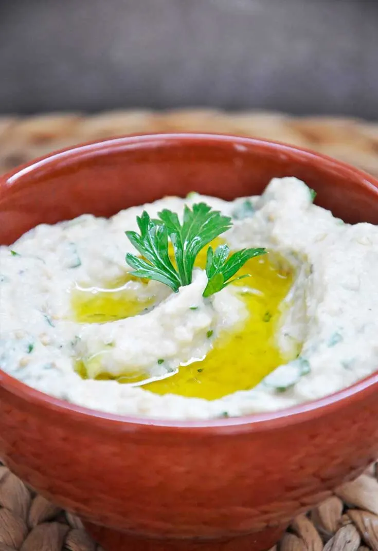 Baba Ganoush Tahini Eggplant Spread Salata de vinete cu tahini vegan