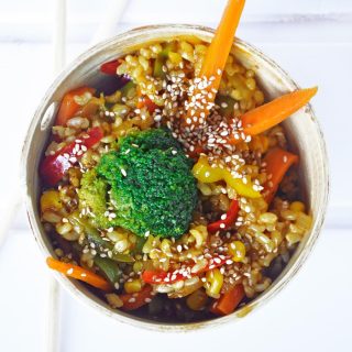 Macrobiotic Stir Fry Veggies Rice vegetarian