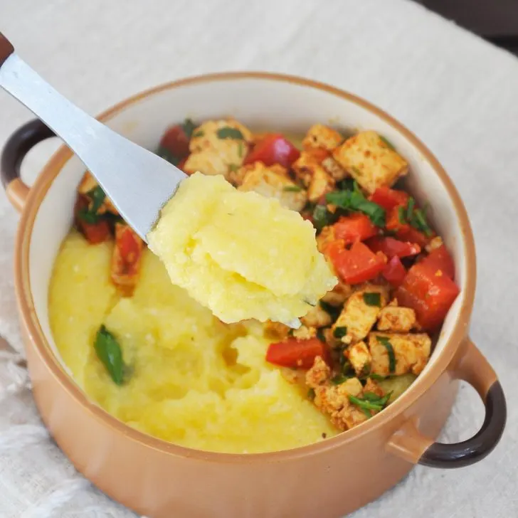 Best Creamy Polenta recipe tofu pepper saute mamaliga cremoasa sote tofu