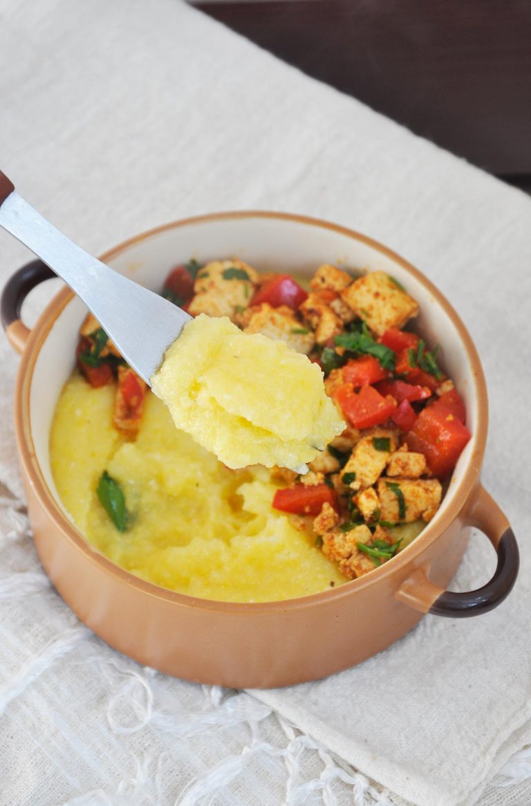 Best Creamy Polenta recipe tofu pepper saute mamaliga cremoasa sote tofu