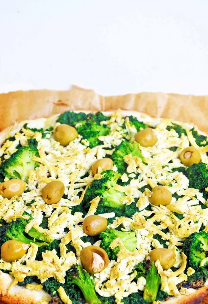 Green Vegan Pizza Crust No Knead Gluten-Free pizza verde vegana fara gluten reteta