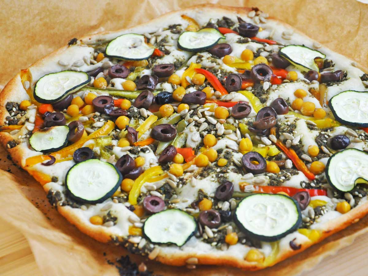 Middle Eastern gluten-free vegan pizza