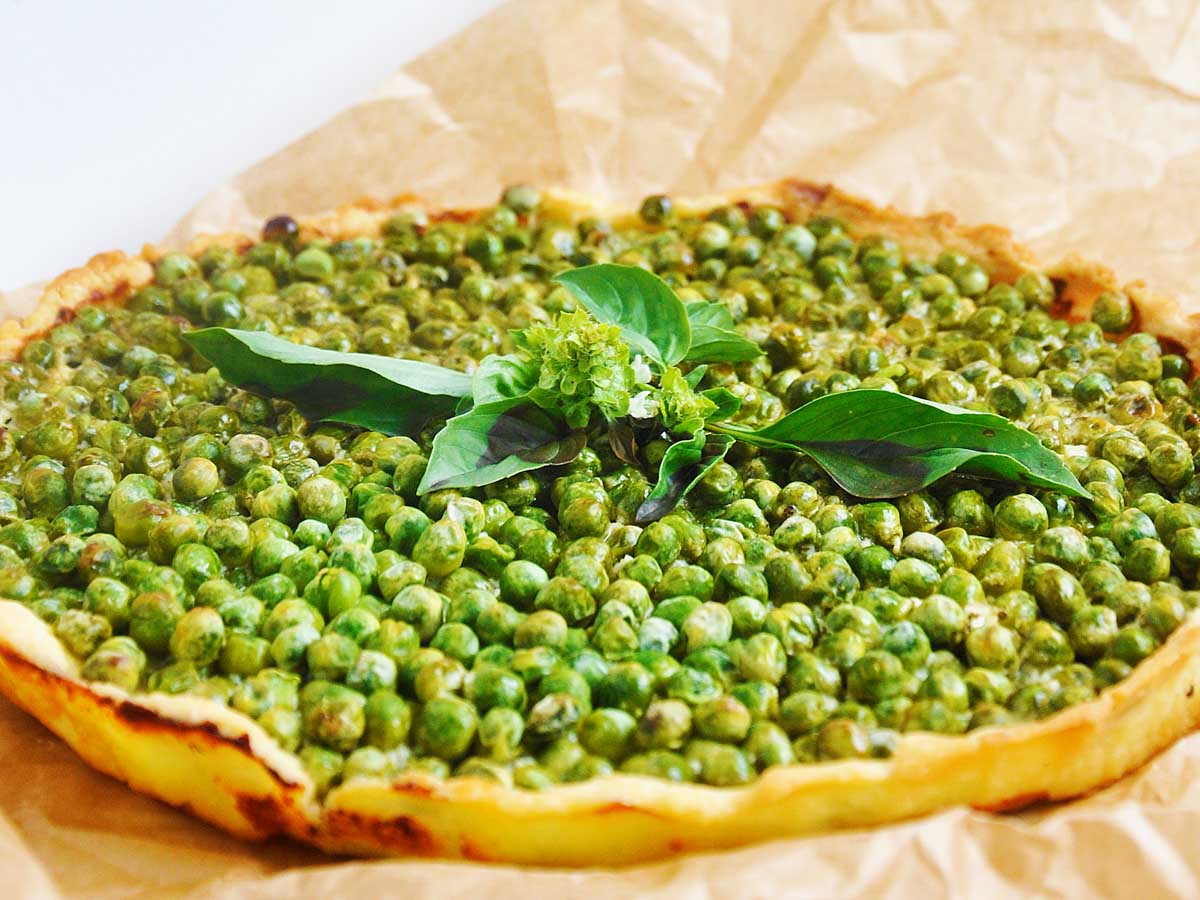 gluten-free green pea tart