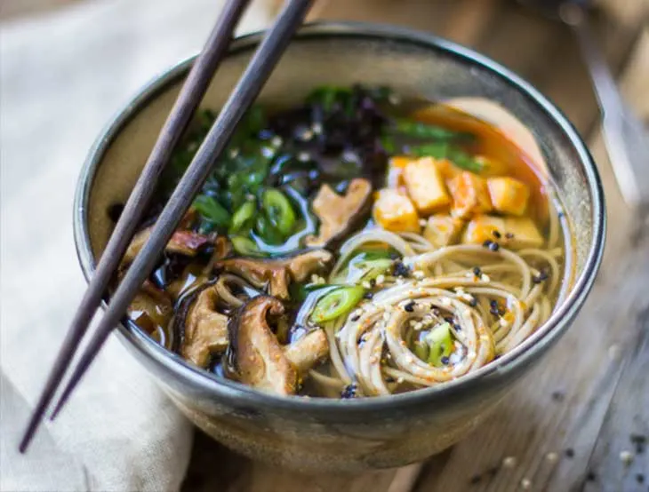 Miso and soba noodle soup