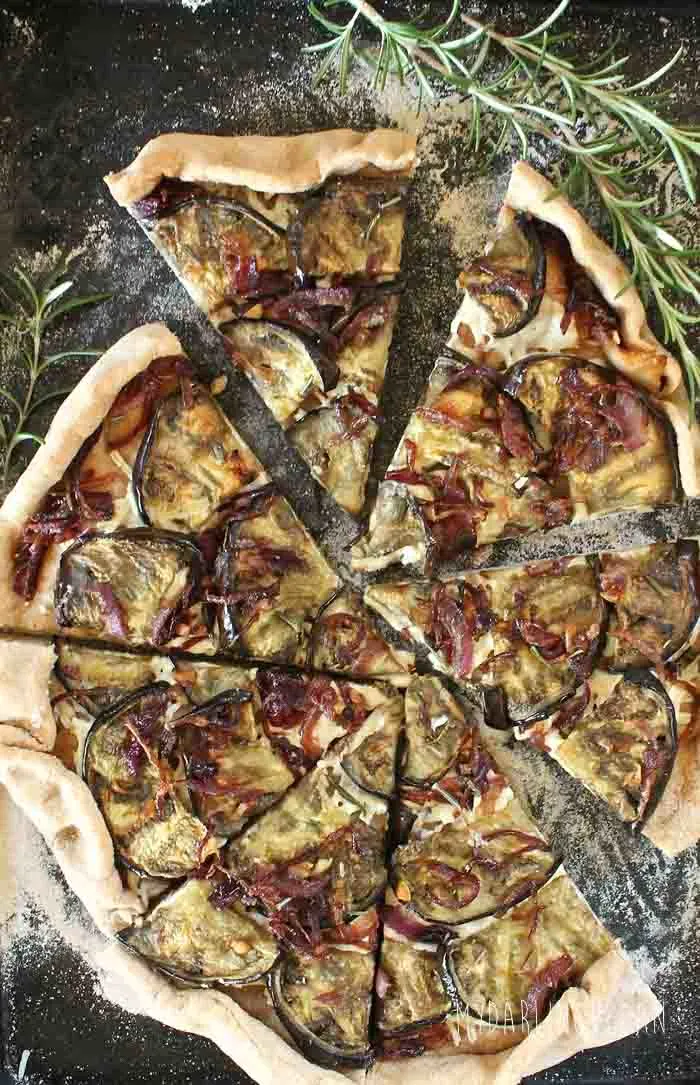 Eggplant Pizza with caramelized onions