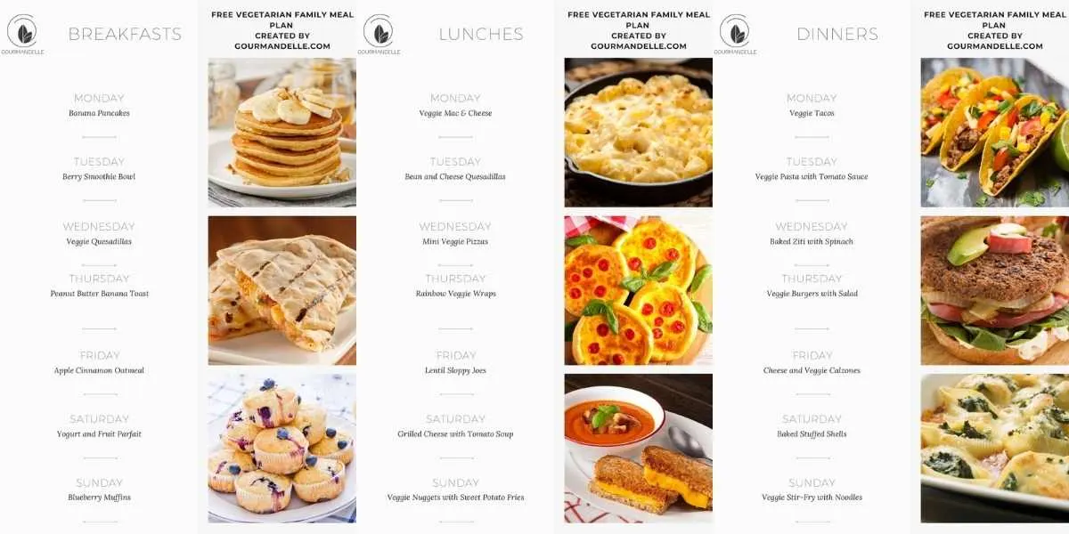 gourmandelle Vegetarian Family meal plan sample pages