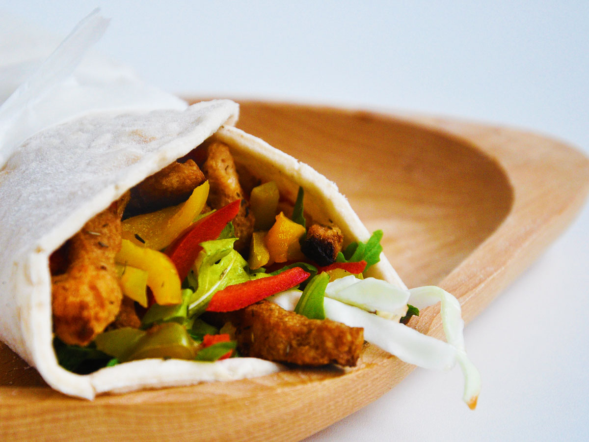 vegan fajitas Veggie Wrap with Charred Peppers