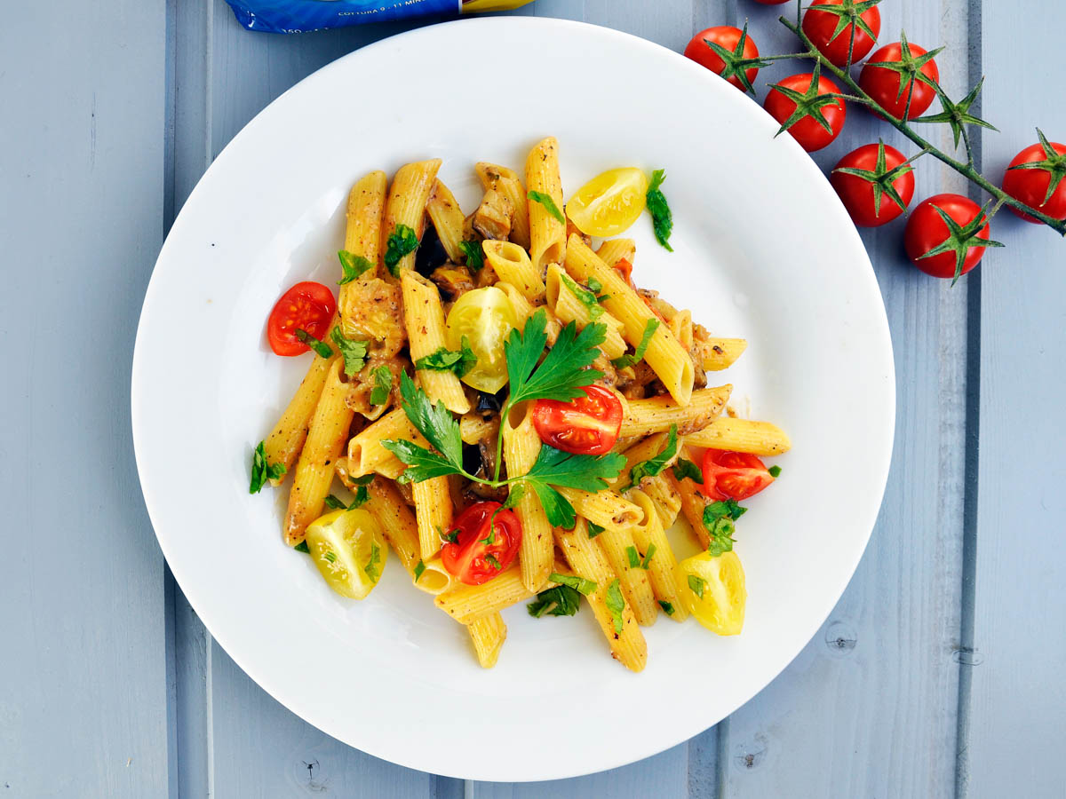 creamy vegan eggplant pasta