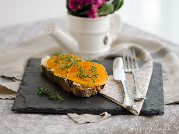 Sandwich-cu-cremă-de-brânză-dovleac-copt-și-cimbru