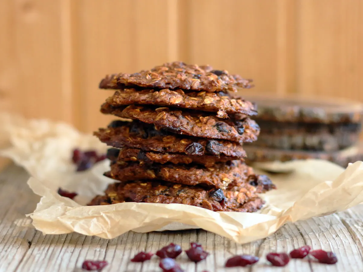 vegan Banana Oatmeal Cookies with Cranberries