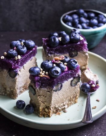 rainbow nourishments almond mousse blueberry jelly slice