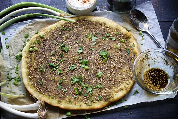 Manakish Zaatar spiced pita bread middle eastern recipe